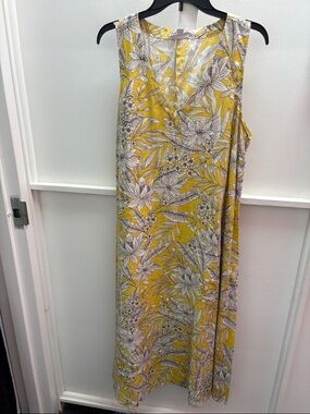 J. Jill Yellow and White Floral Sleeveless Maxi Dress
